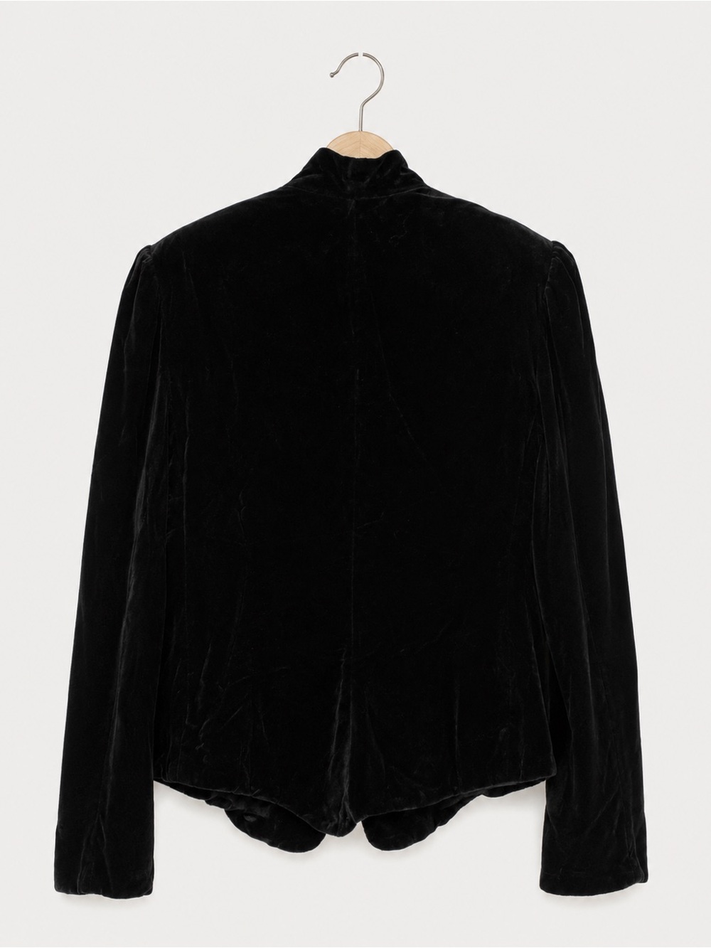 Norma Kamali Black Velvet Shawl-Collar Jacket with Velvet Frog Closure - Picture 2 of 5